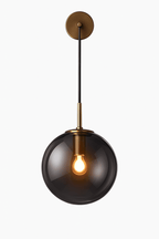 Orb Hanging Glass Globe Wall Sconce | Gold or Black Arm - LivingLX