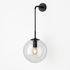 Orb Hanging Glass Globe Wall Sconce | Gold or Black Arm - LivingLX