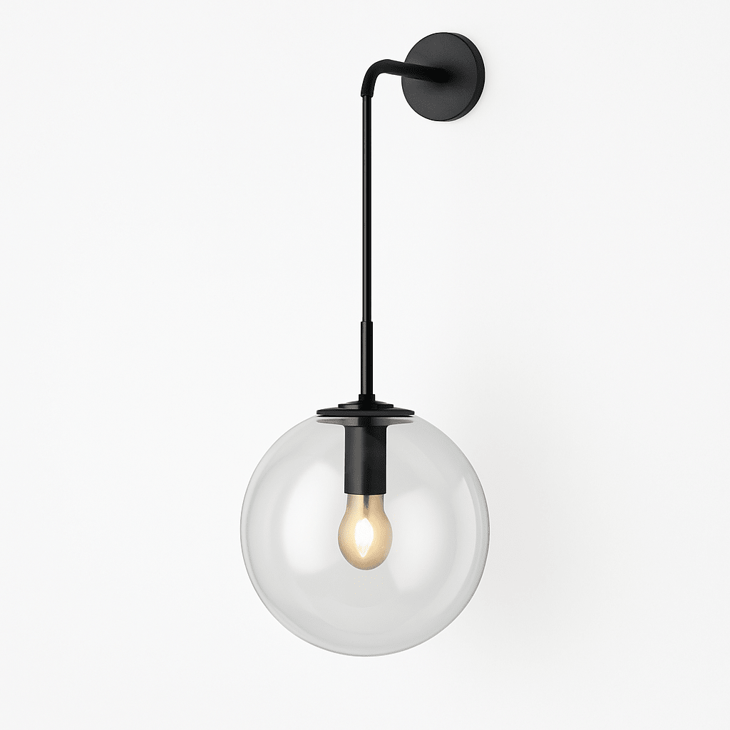 Orb Hanging Glass Globe Wall Sconce | Gold or Black Arm - LivingLX