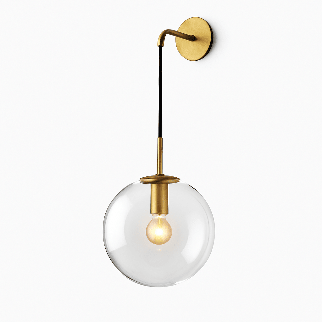 Orb Hanging Glass Globe Wall Sconce | Gold or Black Arm - LivingLX