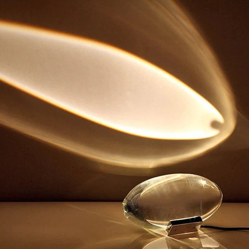 Oval Crystal Table Lamp – LED Mood Light in Warm White, Sunset Red & Blue-Violet - LivingLX