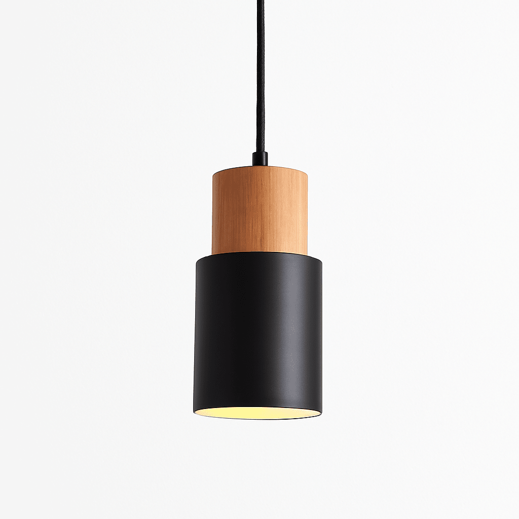 Pico Wood & Aluminum Cylinder Pendant | Mini Kitchen Island Light - LivingLX