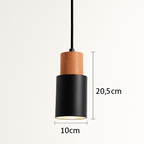 Pico Wood & Aluminum Cylinder Pendant | Mini Kitchen Island Light - LivingLX