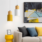 Pico Wood & Aluminum Cylinder Pendant | Mini Kitchen Island Light - LivingLX