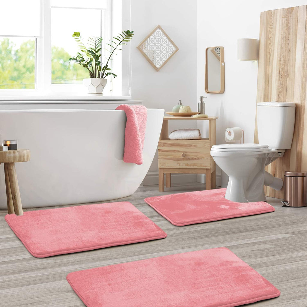 VelvaLuxe Memory Foam 3-Piece Bath Mat Set
