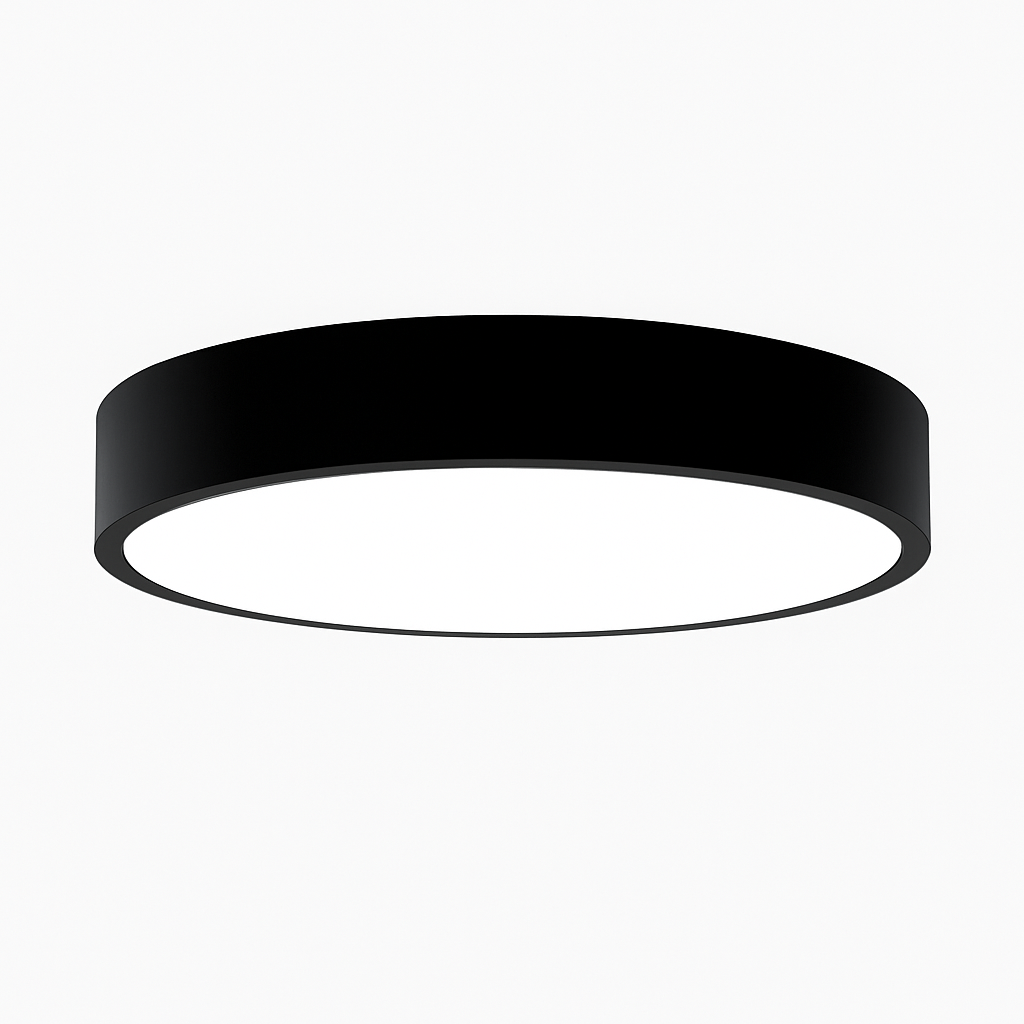 Minimalist Round LED Flush Mount Ceiling Light | Modern Black or White Ceiling Lamp, Dimmable with Remote
