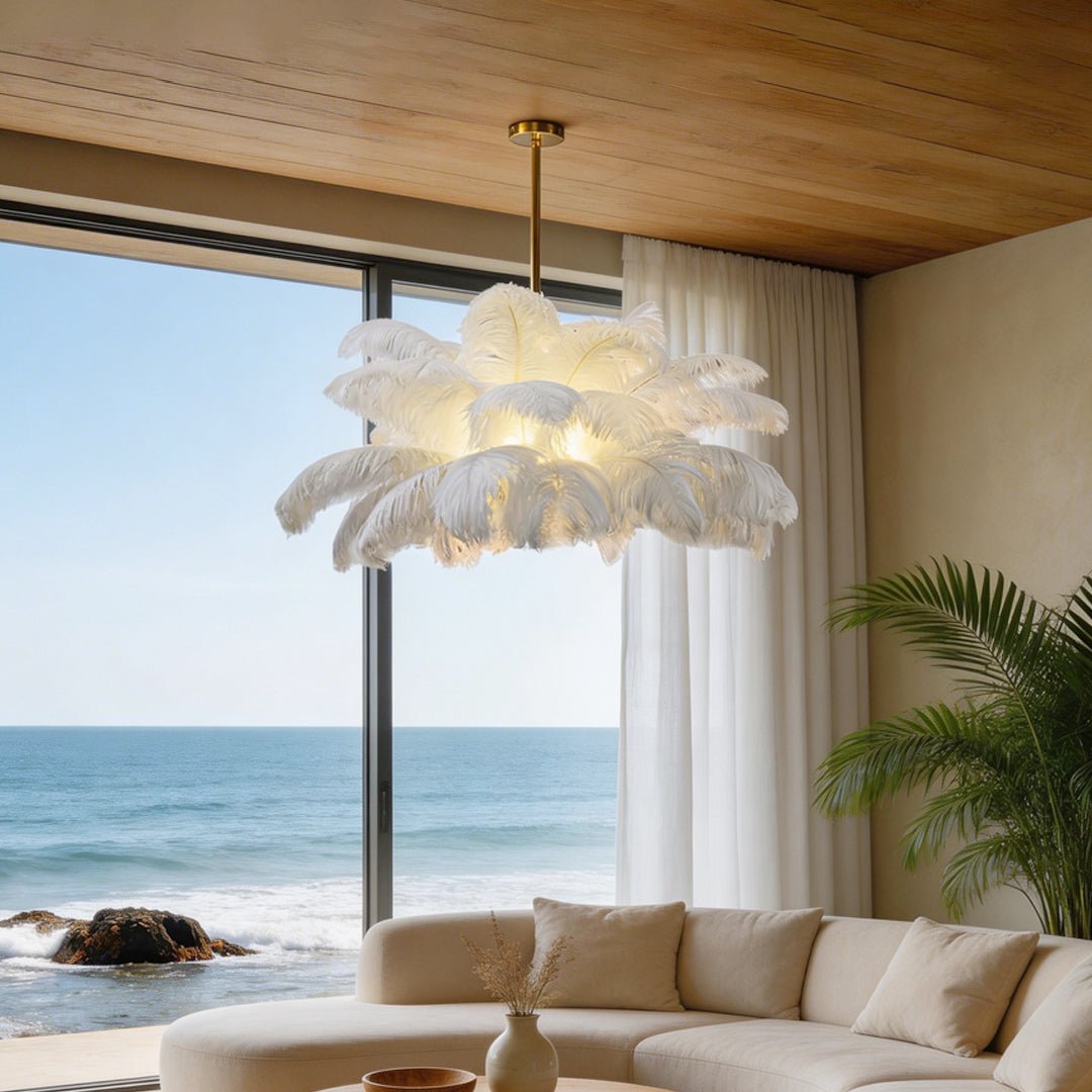 Plume Feather Semi-Flush Mount (39") - LivingLX