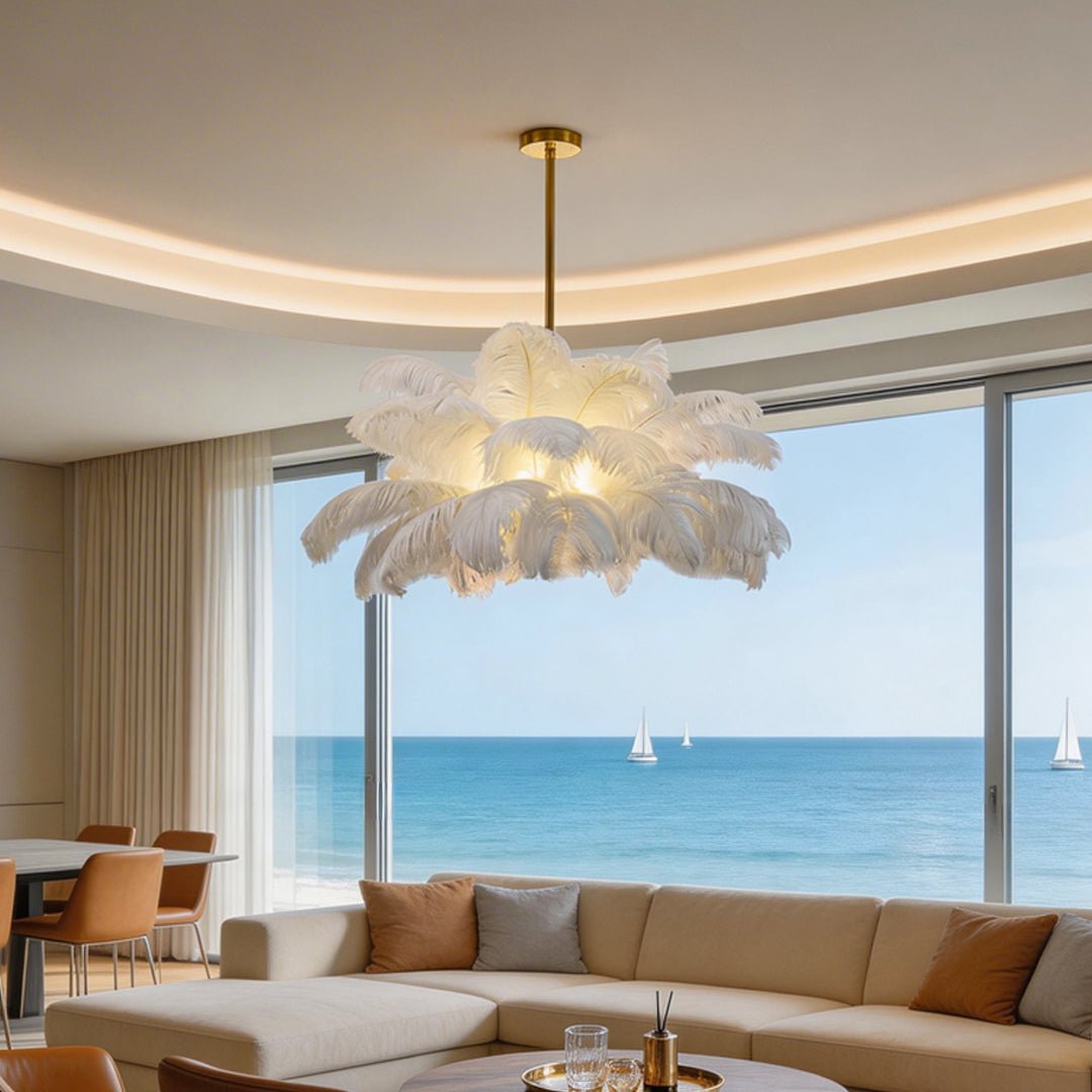Plume Feather Semi-Flush Mount (39") - LivingLX