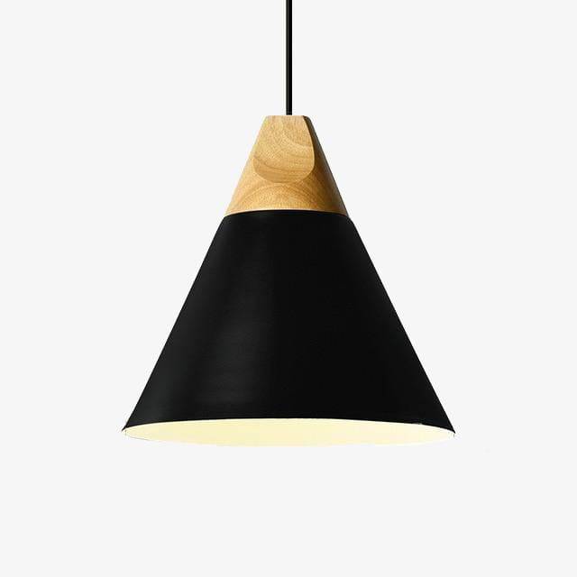 Wood & Aluminum Cone Pendant Light | Vintage Kitchen Island & Dining Room Hanging Lamp