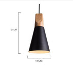 Wood & Aluminum Cone Pendant Light | Vintage Kitchen Island & Dining Room Hanging Lamp