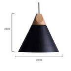 Wood & Aluminum Cone Pendant Light | Vintage Kitchen Island & Dining Room Hanging Lamp