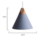Wood & Aluminum Cone Pendant Light | Vintage Kitchen Island & Dining Room Hanging Lamp
