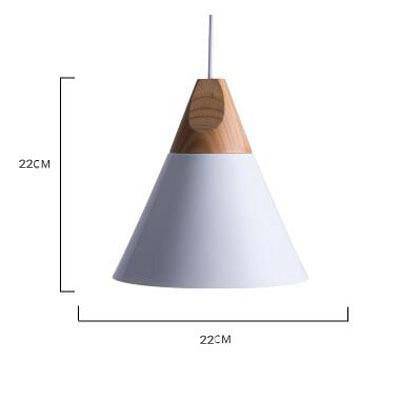 Wood & Aluminum Cone Pendant Light | Vintage Kitchen Island & Dining Room Hanging Lamp