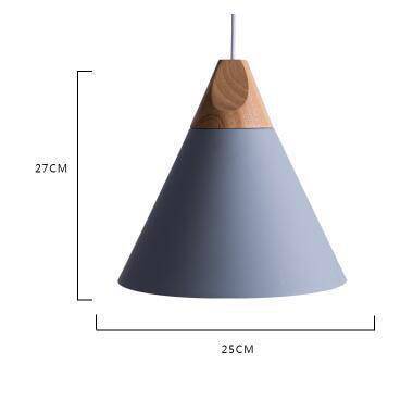 Wood & Aluminum Cone Pendant Light | Vintage Kitchen Island & Dining Room Hanging Lamp