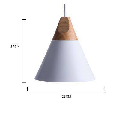 Wood & Aluminum Cone Pendant Light | Vintage Kitchen Island & Dining Room Hanging Lamp