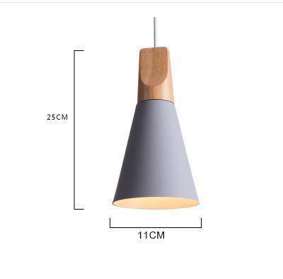 Wood & Aluminum Cone Pendant Light | Vintage Kitchen Island & Dining Room Hanging Lamp