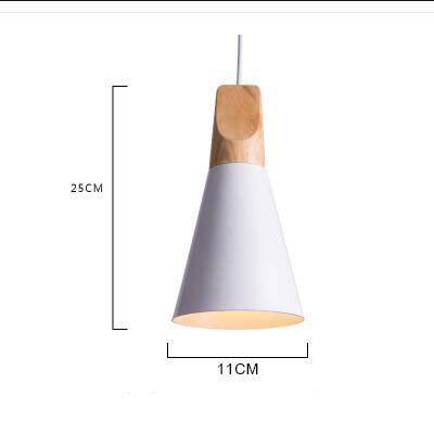 Wood & Aluminum Cone Pendant Light | Vintage Kitchen Island & Dining Room Hanging Lamp