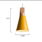 Wood & Aluminum Cone Pendant Light | Vintage Kitchen Island & Dining Room Hanging Lamp