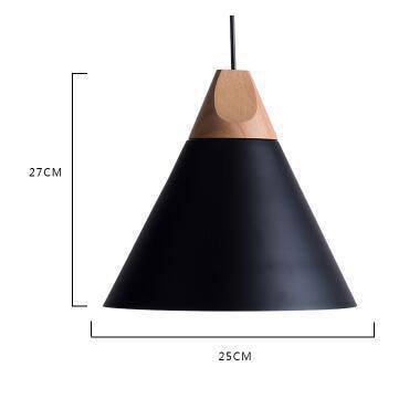 Wood & Aluminum Cone Pendant Light | Vintage Kitchen Island & Dining Room Hanging Lamp