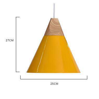 Wood & Aluminum Cone Pendant Light | Vintage Kitchen Island & Dining Room Hanging Lamp