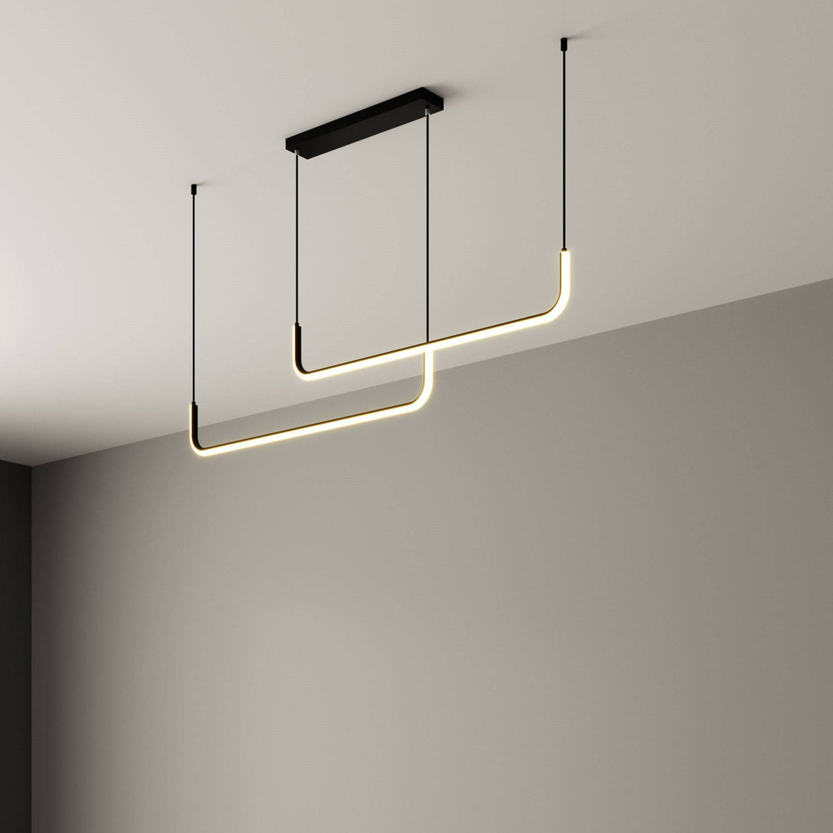 Hang Modern Linear LED Pendant Light | Dimmable Black or Gold Kitchen Island & Dining Table Light