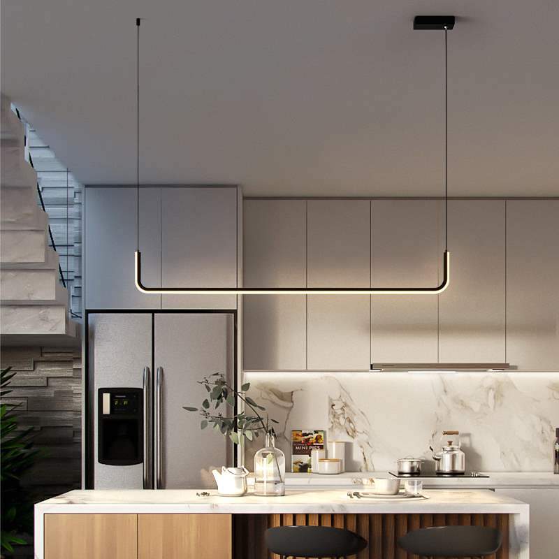 Hang Modern Linear LED Pendant Light | Dimmable Black or Gold Kitchen Island & Dining Table Light