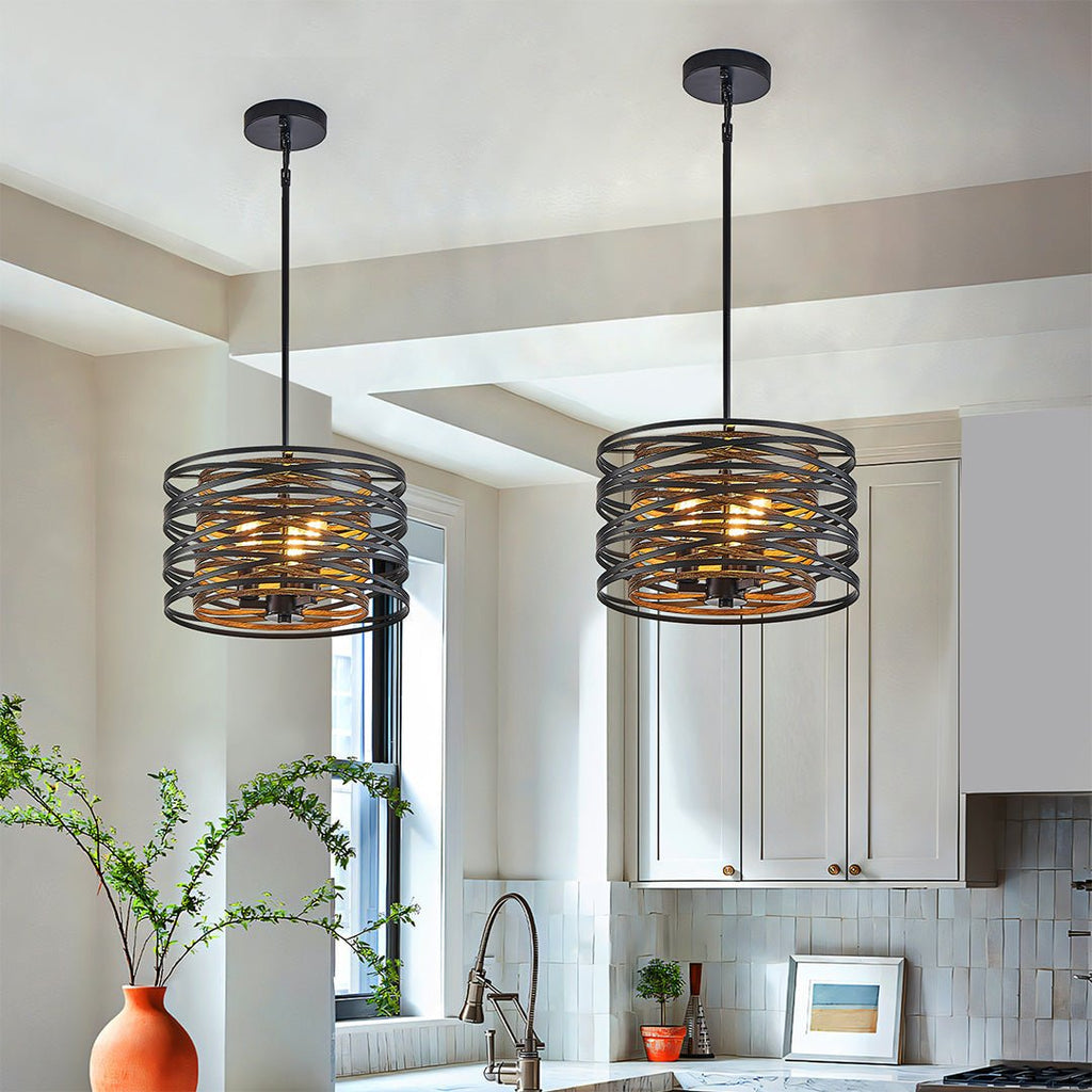 Ridley Drum Cage Pendant (13"–24") - LivingLX
