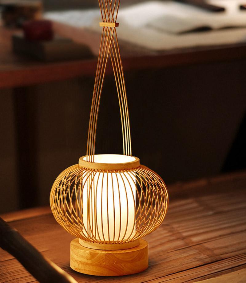 Rio Woven Bamboo Table Lamp (25") - LivingLX