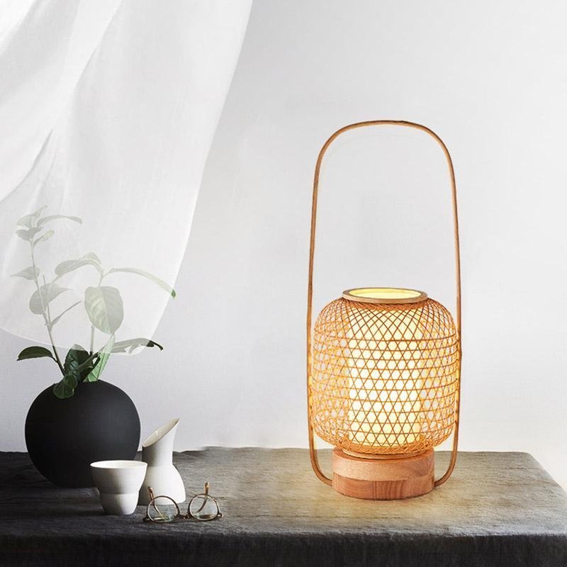Rio Woven Bamboo Table Lamp (25") - LivingLX