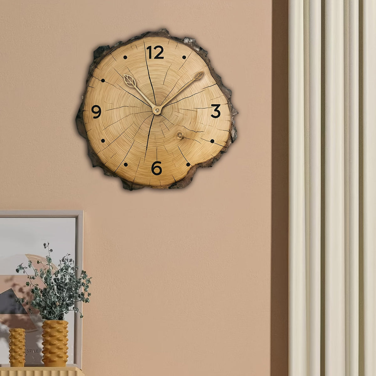 Rustic Wood Slice Wall Clock | Natural Log Design Home Decor - LivingLX