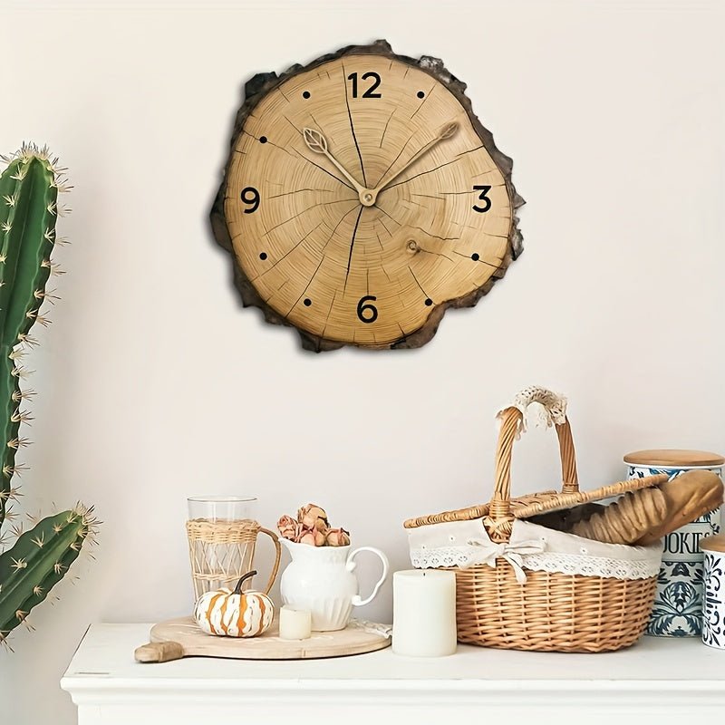 Rustic Wood Slice Wall Clock | Natural Log Design Home Decor - LivingLX