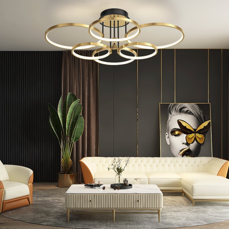 Saturn Gold Ring Semi-Flush Mount (34"–43") - LivingLX