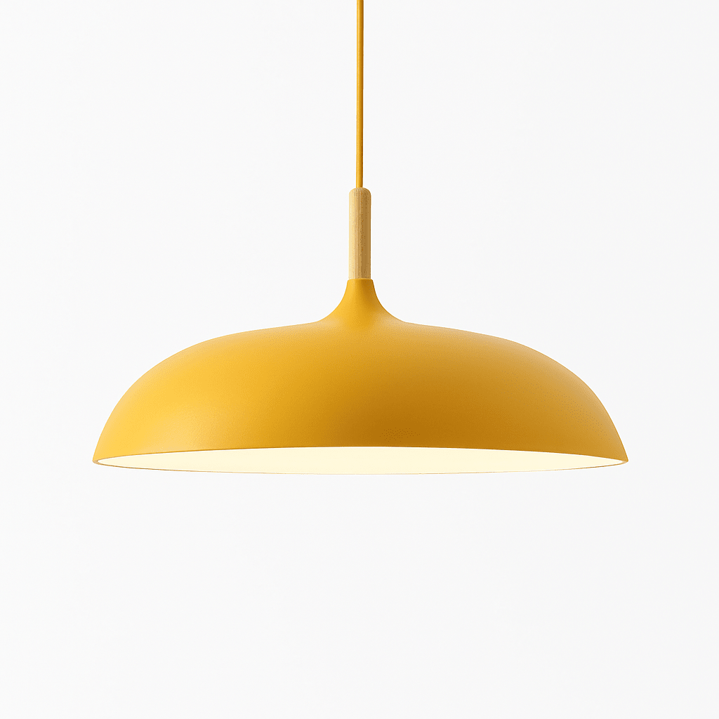 Sola Wood & Aluminum Pendant Light | Wide Colorful Shade - LivingLX
