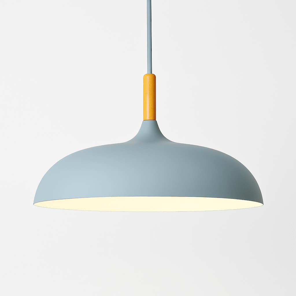 Sola Wood & Aluminum Pendant Light | Wide Colorful Shade - LivingLX