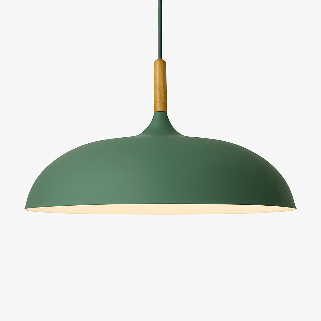 Sola Wood & Aluminum Pendant Light | Wide Colorful Shade - LivingLX