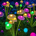 Solar Mushroom Lights Set of 2 – 6 Swinging Heads, RGB or Warm White - LivingLX
