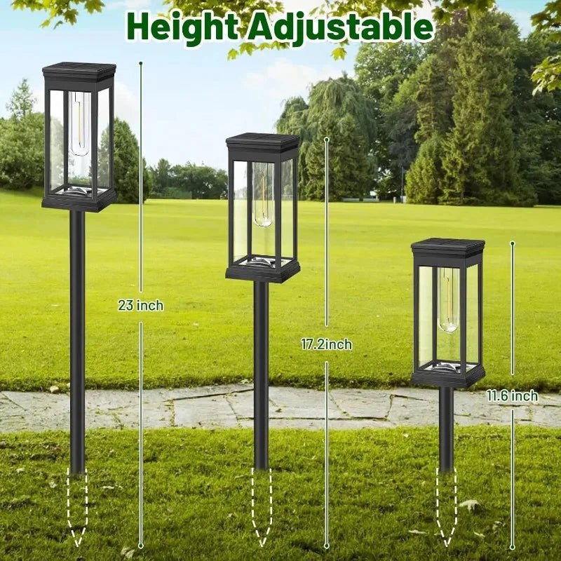Solar pathway lights in lantern design 2-piece set – LED with filament look - LivingLX