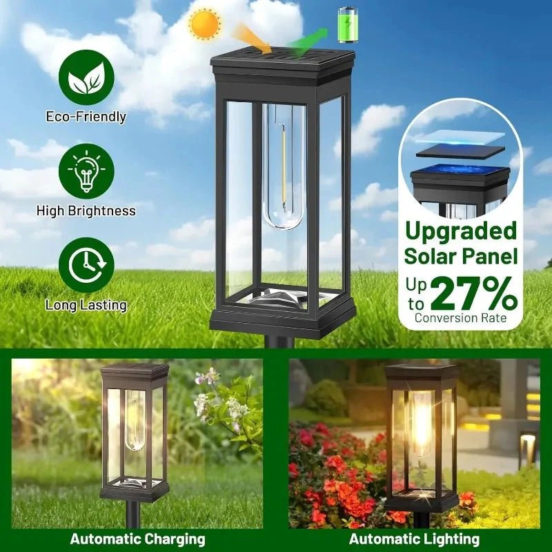 Solar pathway lights in lantern design 2-piece set – LED with filament look - LivingLX