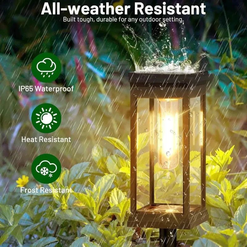 Solar pathway lights in lantern design 2-piece set – LED with filament look - LivingLX