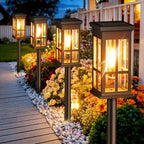 Solar pathway lights in lantern design 2-piece set – LED with filament look - LivingLX
