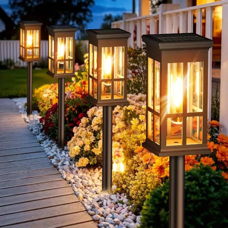 Solar pathway lights in lantern design 2-piece set – LED with filament look - LivingLX