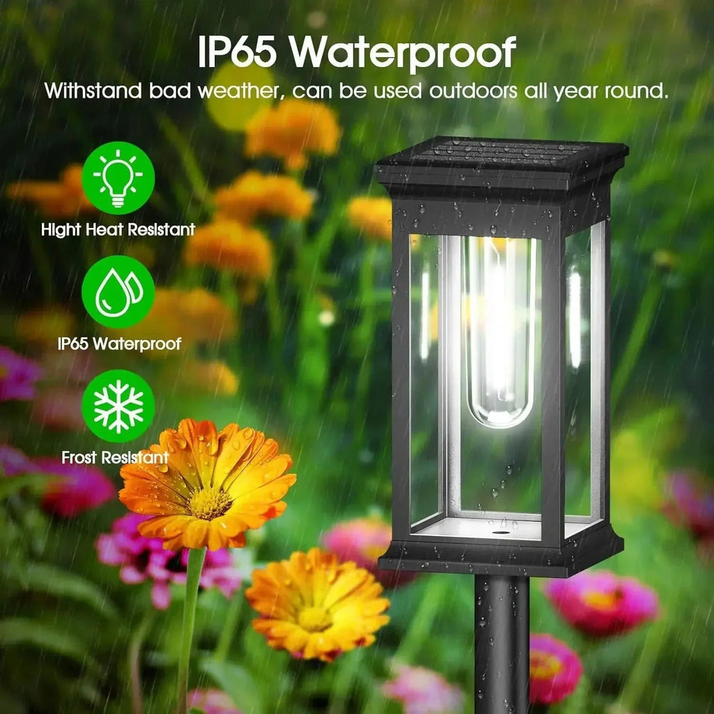 Solar pathway lights in lantern design 2-piece set – LED with filament look - LivingLX