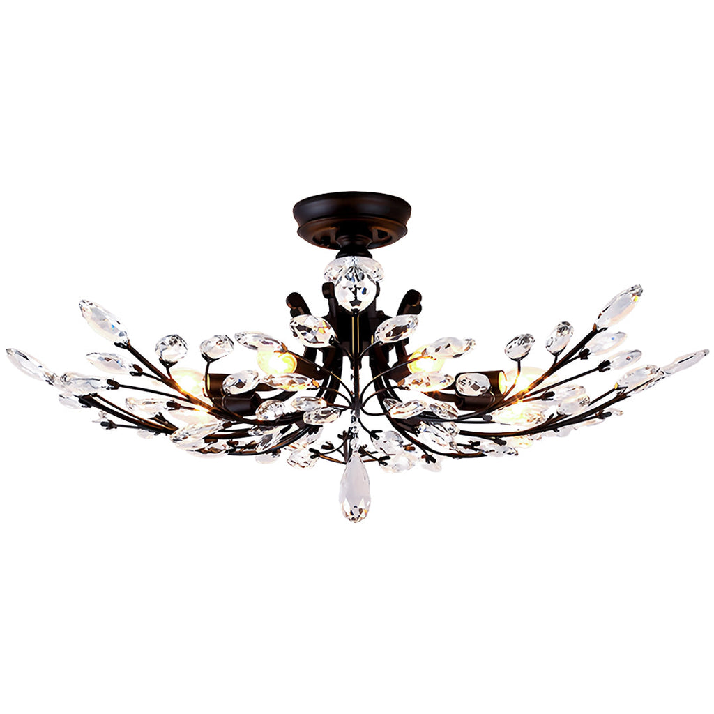Fern Crystal Leaf Semi-Flush Mount (26"–33")