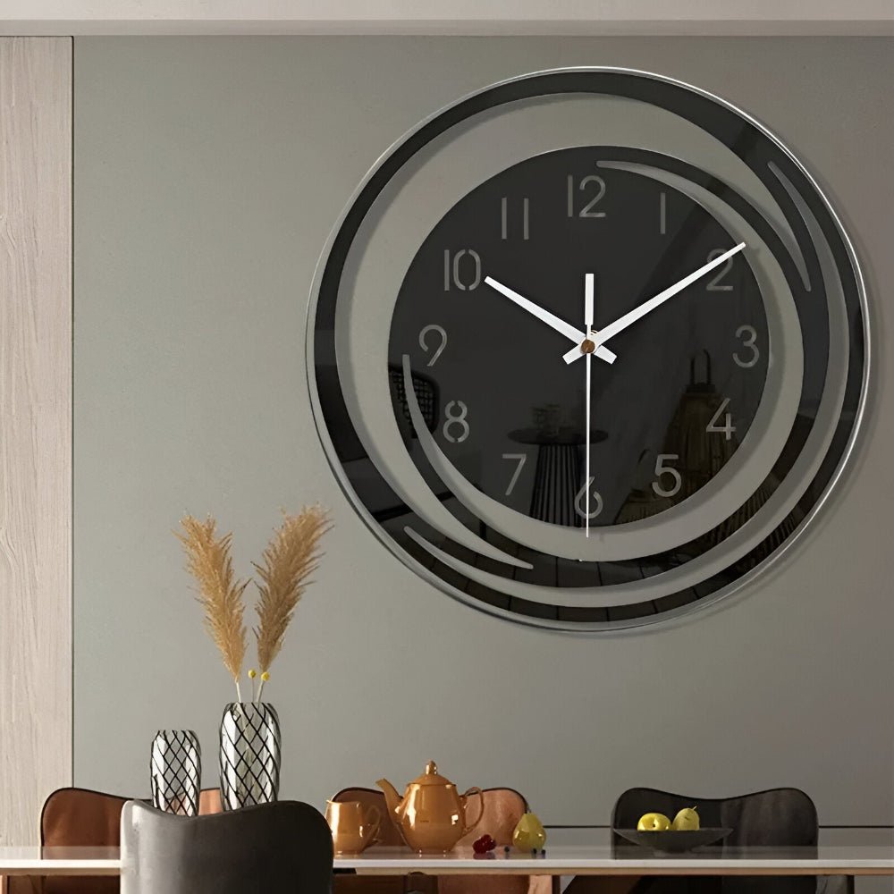 Sorana Wall Clock | Modern Black Acrylic Scandinavian Design - LivingLX