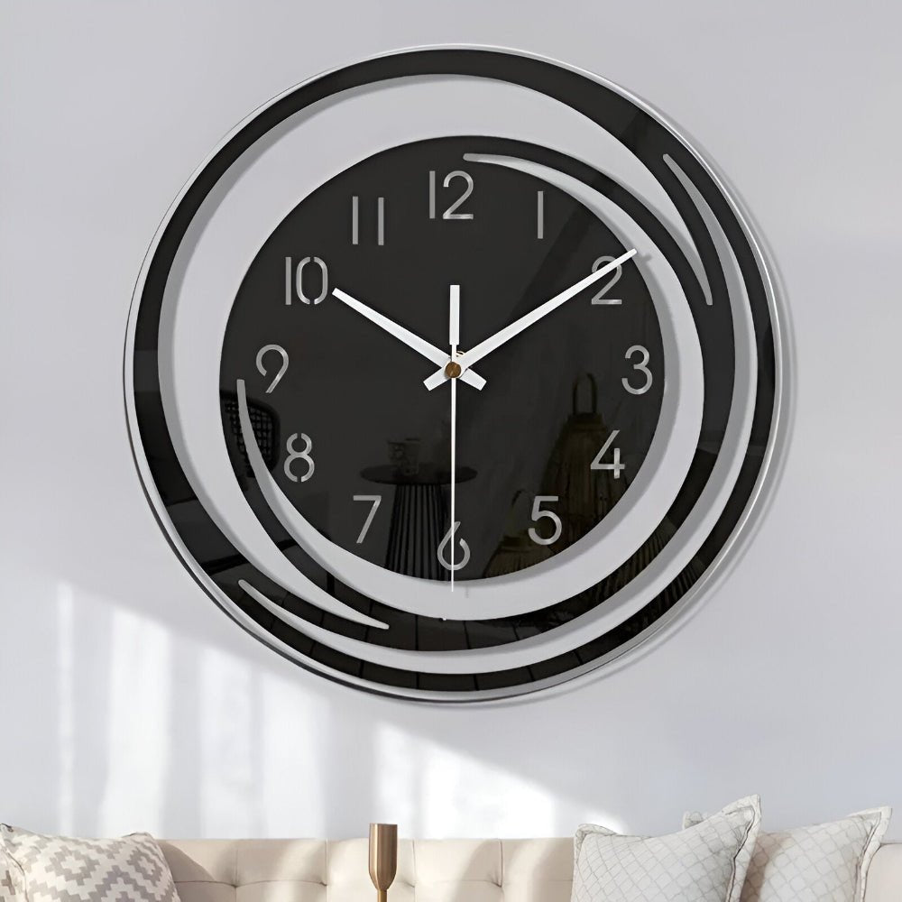 Sorana Wall Clock | Modern Black Acrylic Scandinavian Design - LivingLX