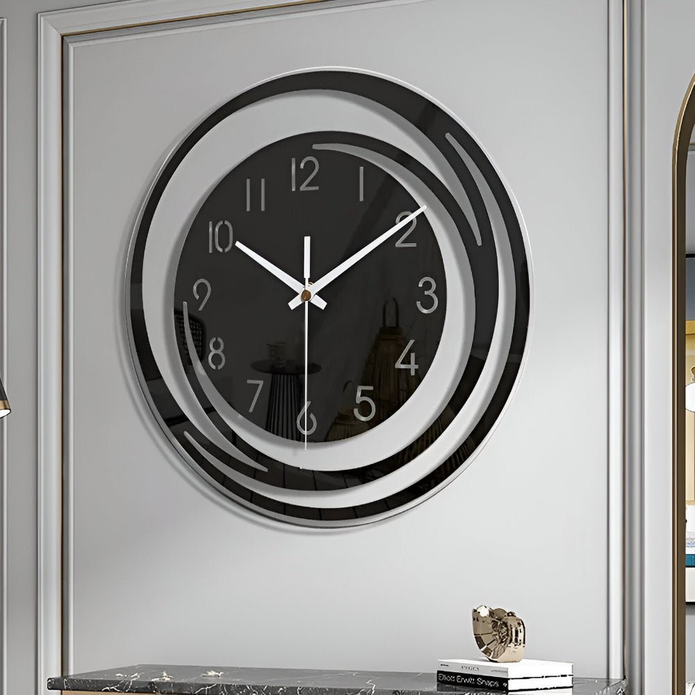 Sorana Wall Clock | Modern Black Acrylic Scandinavian Design - LivingLX