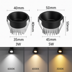 Mini Recessed LED Downlight 3W or 5W | Anti-Glare Dimmable COB Ceiling Spotlight for Kitchen & Bedroom