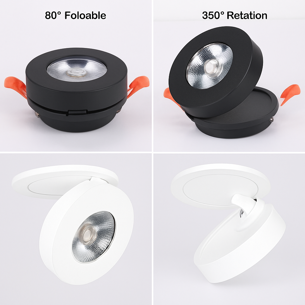 Slim Round Adjustable LED Recessed Spotlight | Black or White