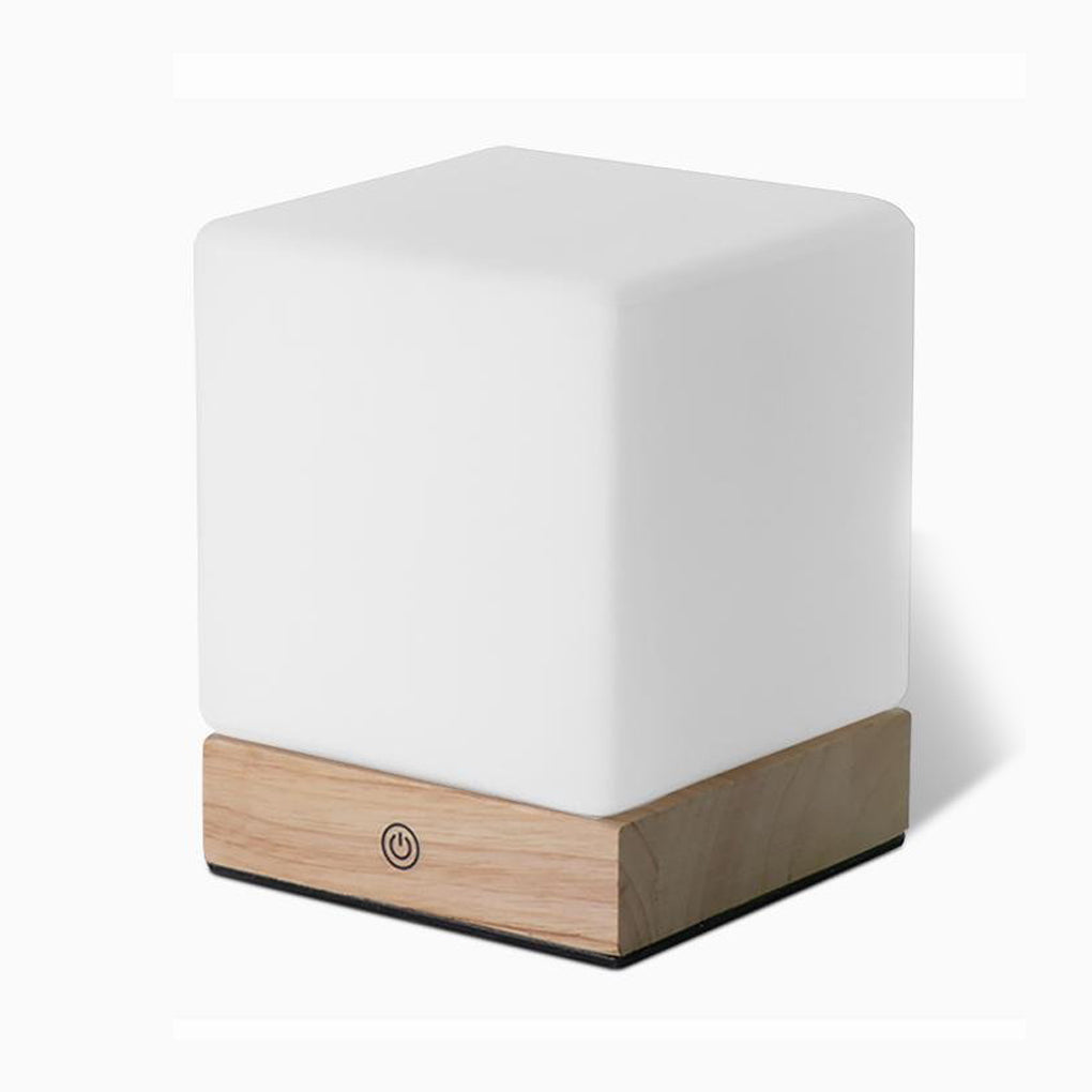 Bloc Wood Cube Table Lamp (6")