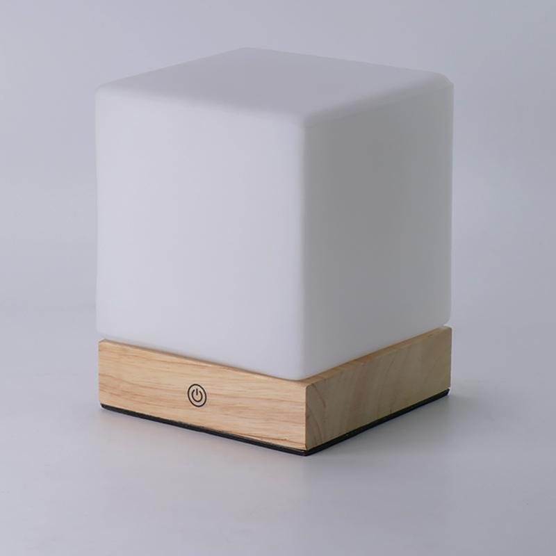 Bloc Wood Cube Table Lamp (6")